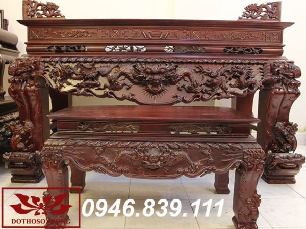Sập thờ gỗ gụ chạm tứ linh ms01