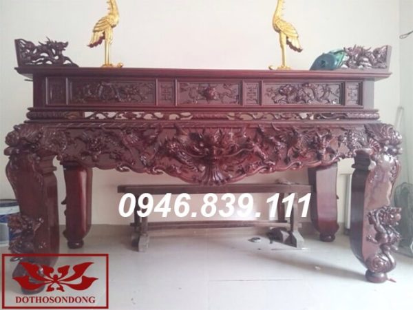 sập thờ gỗ gụ chạm tứ linh ms 03