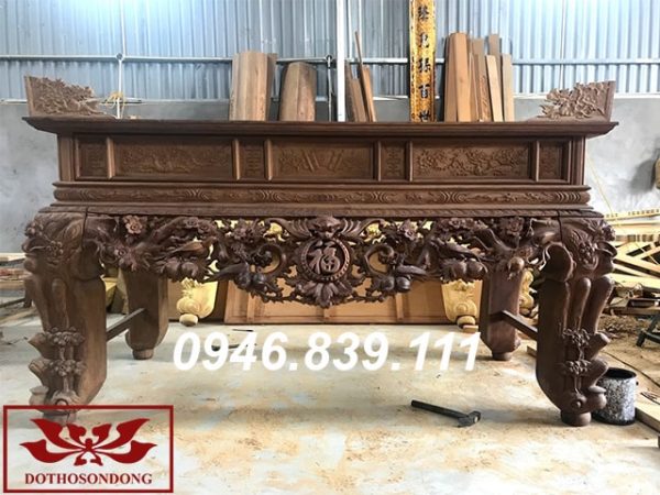 sập thờ gỗ gụ chạm mai ngũ phúc ms 04