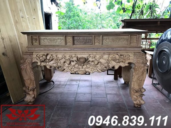 sập thờ gỗ gụ chạm hoa sen ms07