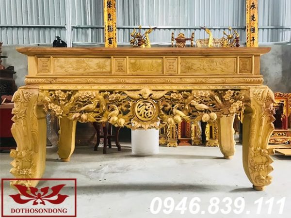 sập thờ gỗ mít chạm mai ngũ phúc ms 01