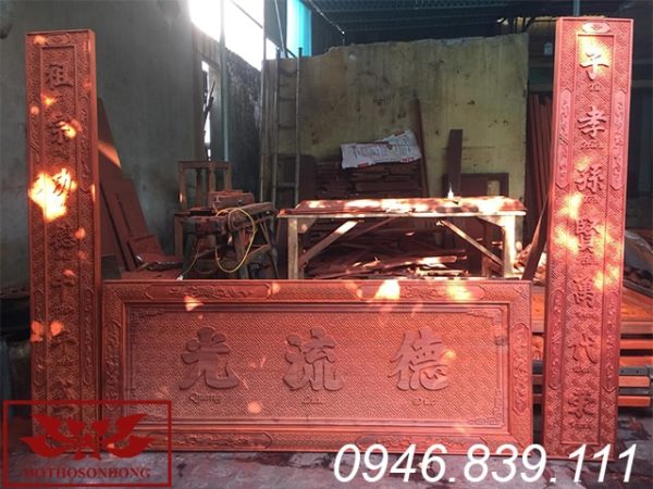hoành phi câu đối gỗ hương ms39