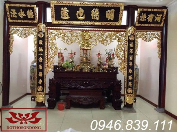 mẫu hoành phi câu đối thờ gia tiên đẹp ms38