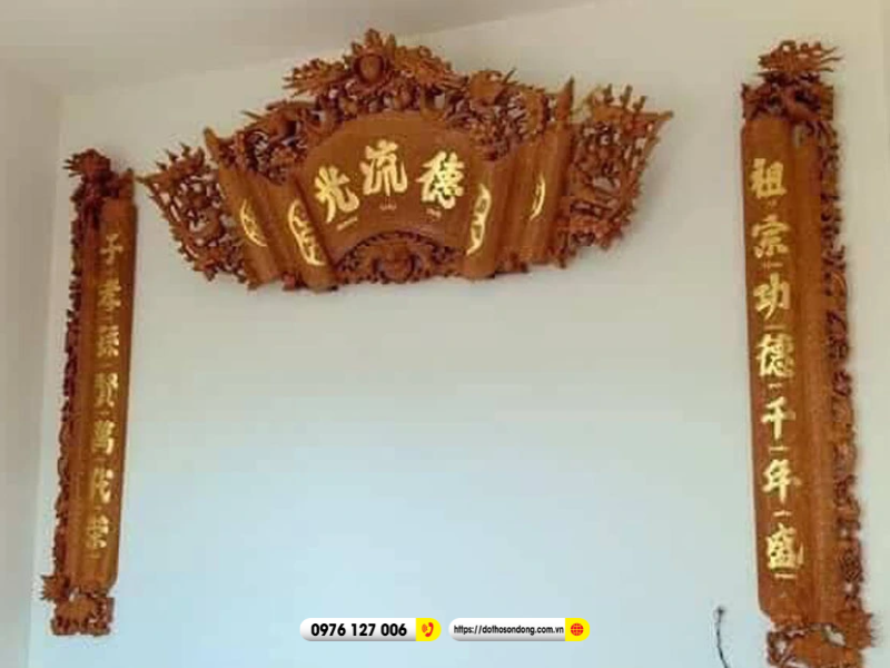 Giá Hoành Phi Câu Đối Gỗ Hương Bao Nhiêu? Cập Nhật Mới Nhất 6 hoanh phi cau doi go huong 3